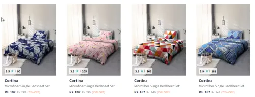 Image of Cortina Floral Single Bedsheet with 1 Pillow Cover Starting At ₹187