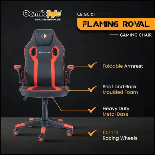 Image of Cosmic Byte CB-GC-01 Flaming Royale Gaming Chair (Black/Red)