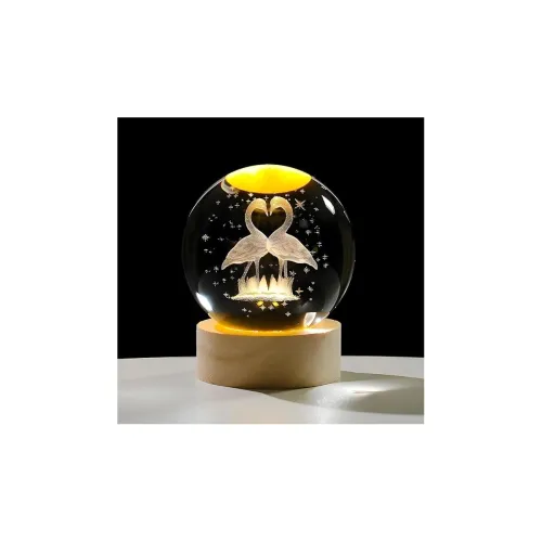 Image of COVACURE 3D Solar System Flamingo Crystal Ball Night Light with LED