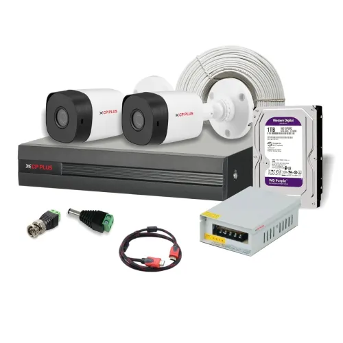 Image of CP PLUS 2.4MP Night Vision Outdoor Bullet Camera (2 Pcs), 4CH DVR Without HD