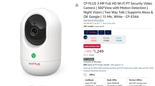 Image of CP PLUS 3 MP Full HD Wi-Fi PT Security Camera