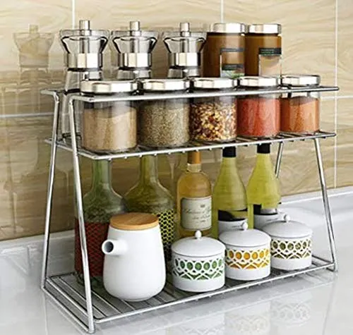 Image of CR18 COLLECTION Stainless Steel 2 Layer Spice Rack | Modular Kitchen Storage Organizer |