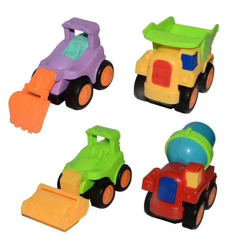 Image of Crackles Push‑and‑Go Friction Construction Vehicle Playset (4 pcs)