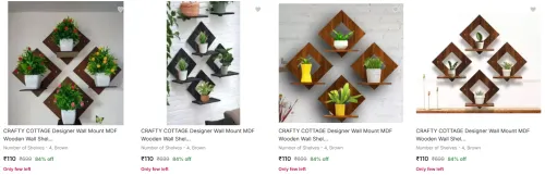 Image of CRAFTY COTTAGE Designer Wall Shelf Minimum 80% Discount