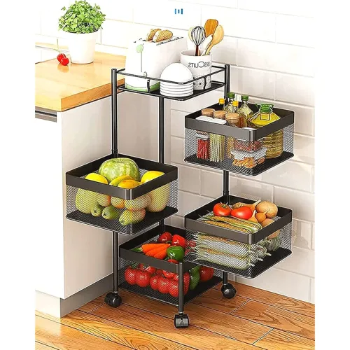 Image of CreativeBuzz Kitchen Trolley with Wheels Kitchen Organizer Kitchen Accessories 