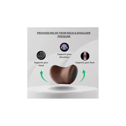 Image of CRENTILA Memory Foam Car Neck Pillow – Brown
