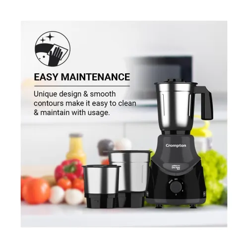 Image of Crompton DS 500 BLK 500-Watt Mixer Grinder with Powertron Motor
