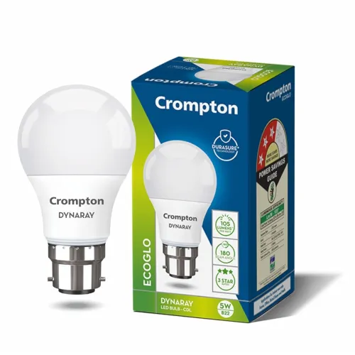 Image of Crompton Dyna Ray LED Bulb | 5W | Cool Day Light | B22 Base | 4Kv Surge Protection | Efficiency | High lumen Pack of 1