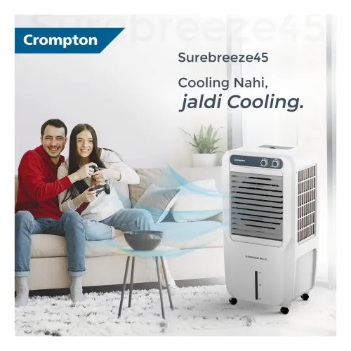 Image of Crompton Surebreeze Personal Air Cooler-45L;Auto Fill, 4-Way Air Deflection and High Density Honeycomb pads.