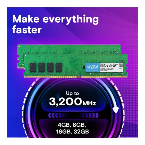 Image of Crucial RAM 8GB DDR4 3200MHz CL22 (or 2933MHz or 2666MHz) Desktop Memory CT8G4DFRA32A Green