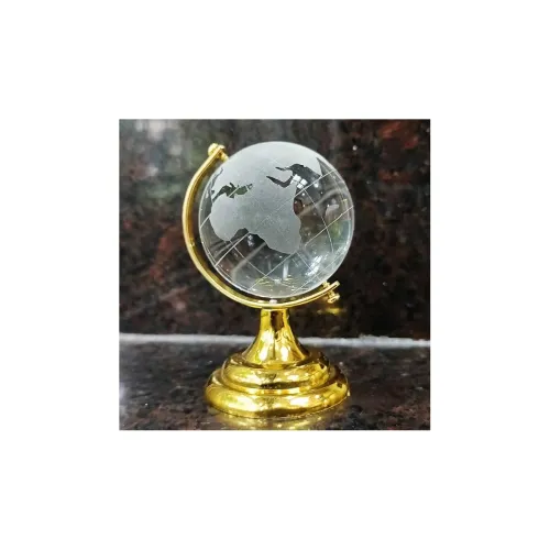 Image of Crystal World Globe with Gold Stand