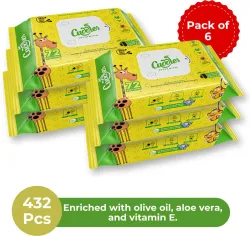 Cuddles SUPER WIPES Enriched with Aloe Vera Pack of 6 (432 Wipes)