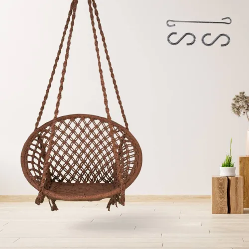 Image of Curio Centre Round Cotton Rope Hanging Swing Chair