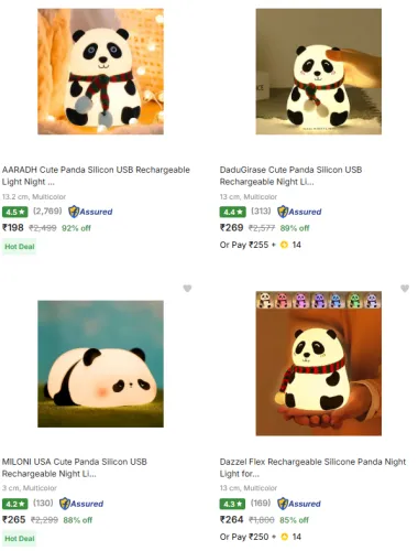 Image of Cute Panda Night Lamp Multicolor At Starting ₹198