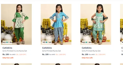 Image of Cutiekins Girls Kurti Set at ₹199