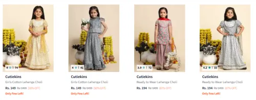 Image of Cutiekins Girls Lehenga Choli at Minimum 80% Discount