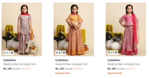 Image of Cutiekins Girls Lehenga Choli at Minimum 90% Discount