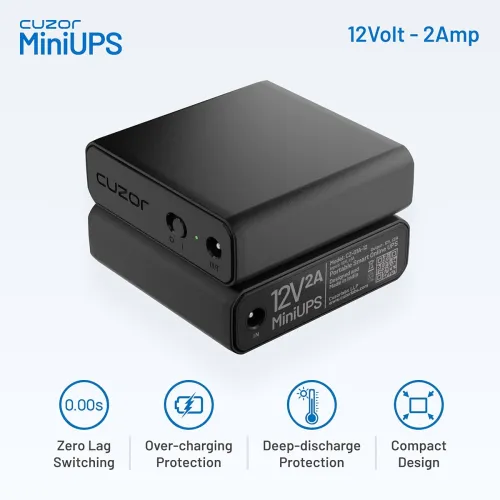 Image of Cuzor Mini UPS for 12V WiFi Router | Backup up to 5 Hours | 2x2900 mAh Battery