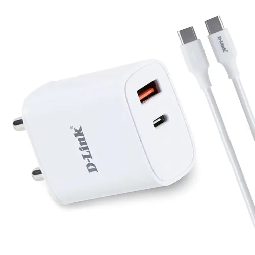 Image of D-Link 33W Dual Port Fast Charger Type-C & Usb-A For All Mobiles Phones,Tablets,Power Banks,Smart Watches,Earbuds .