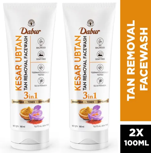 Image of Dabur Kesar Ubtan -Pack of 2|100% Kashmiri Saffron|Exfoliates, Glows & Tones Face Wash (200 g).
