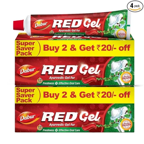 Image of Dabur Red Gel Ayurvedic Toothpaste - 600g (150g x 4)