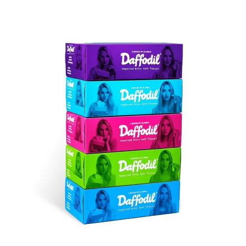 Image of DAFFODIL 2Ply Facial Tissue Carton Box Packof 5 (100Pulls Per Box, 200Sheets)