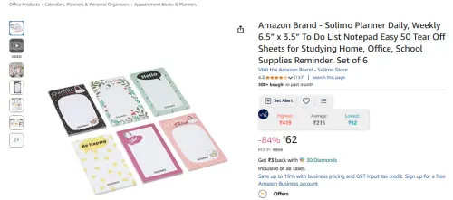 Image of Amazon Brand - Solimo Planner Daily Notepad Set of 6