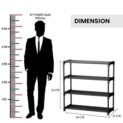 Image of Danzera 4 Layer Portable Book Shelf, Kids Books Racks for Home Plastic