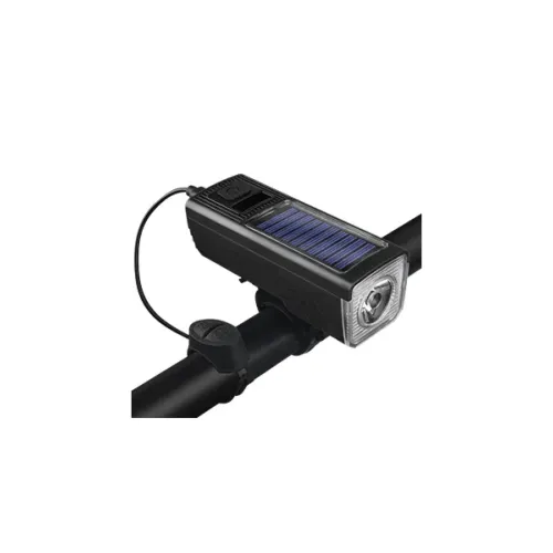 Image of Dark Horse Solar Bicycle Light with Horn, 2000mAh, 4 Modes, USB Rechargeable (Black)