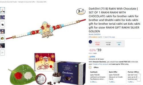 Image of DarkShri Rakhi with Chocolate Gift Set