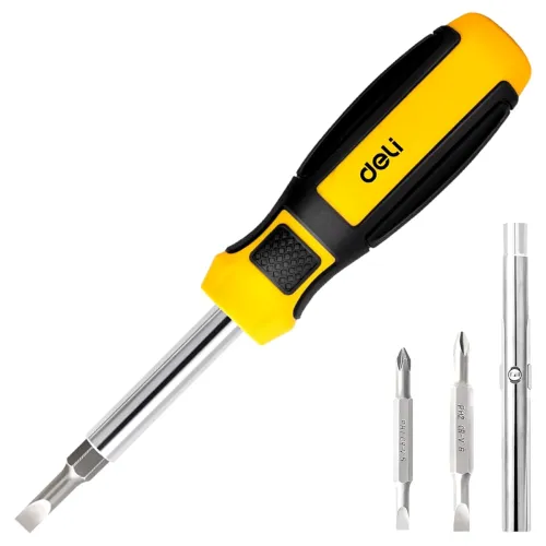 Image of Deli EDL260206 6 In 1 Screwdriver Set with CR-V Material 2 Two-Way Magnetic Bit Head 8mm Repair Tool Kit for Home DIY T