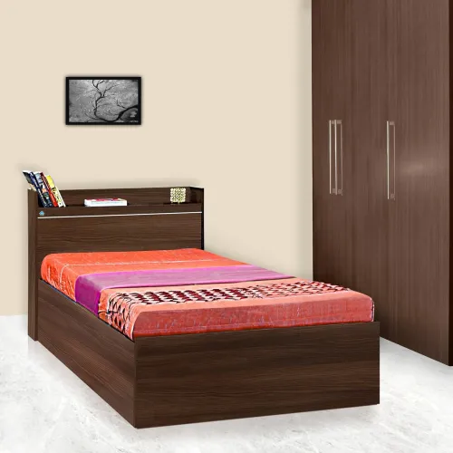 Image of DELITE KOM | 1 Year Warranty | Single Bed, Cherry Engineered Wood Bed with Storage, Wooden Bed (83x37 Inches)