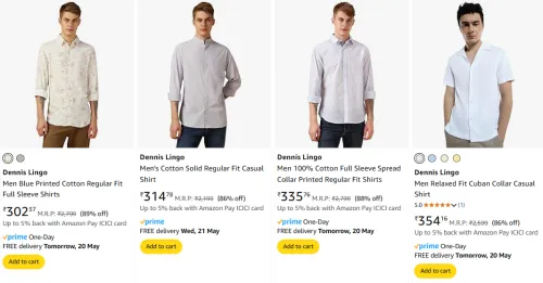 Image of Dennis Lingo Men's Shirts at minimum 80% Discount
