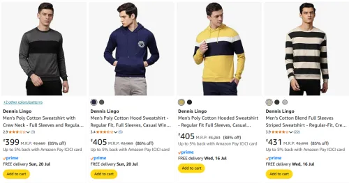 Image of Dennis Lingo Men's Sweatshirts at minimum 82% Discount