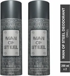 DENVER Combo of Man Of Steel Drill Long lasting Deodorant Spray