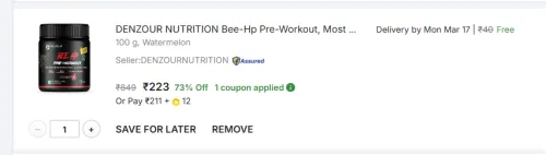 Image of DENZOUR NUTRITION Formula Pre Workout 100g