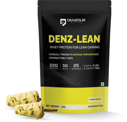 Image of DENZOUR NUTRITION Whey Protein Powder 1 kg, Pista Kulfi