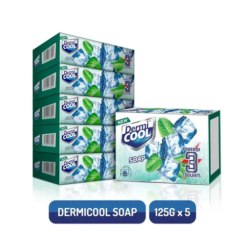 Image of Dermicool Soap With The Power Of 3 Coolants | 125 GM Each | Pack of 5