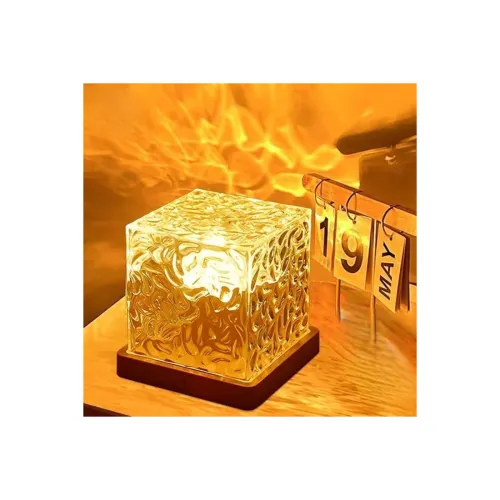 Image of Desidiya Acrylic Romantic Ocean Wave Night Light Projector Lamp LED Projection for Bedroom Decor, Cube