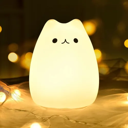 Image of Desidiya® Cute Kitty Night Light for Kid Rechargeable Silicone LED Lamp