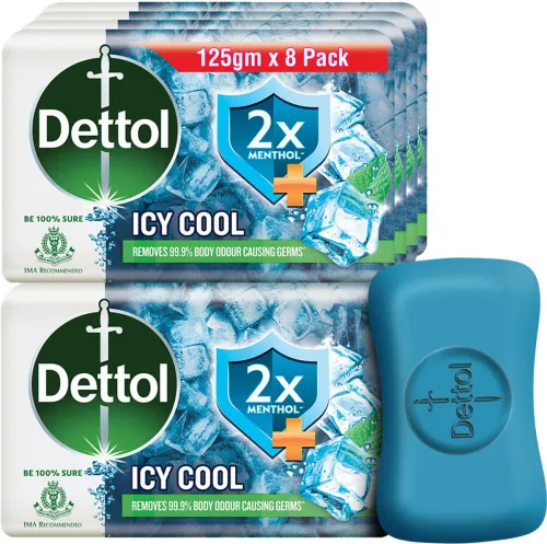 Image of Dettol Icy Cool Bathing Soap Bar With 2xMenthol (8 x 125 g)