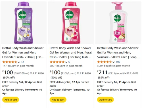 Image of Dettol Body Wash and Shower Gel @ Flat 55% Discount | Start ₹100