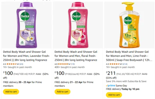 Image of Dettol Body Wash and Shower Gel @ Start ₹100