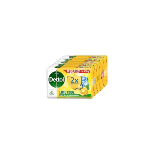 Image of Dettol Lime Cool Bathing Soap Bar with 2x Menthol, 150gm- Pack of 5