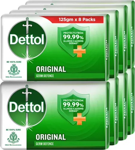 Image of Dettol Original Bathing Soap, 125gms * pack of 8.