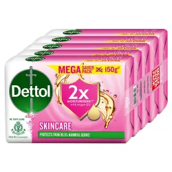 Dettol Skincare Bathing Soap Bar, 750gm (150gm * Pack of 5)