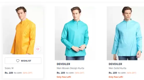 Image of DEVOILER Men's Premium kurta At 90% Discount