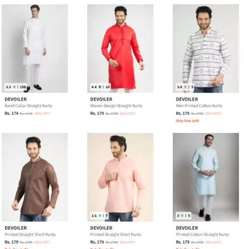 Image of Devoiler Men's Kurta Starting @ ₹174