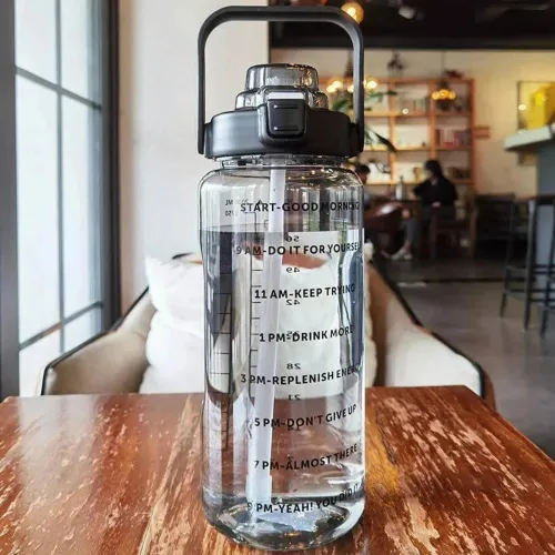 Image of DFit 2Liter Transparent Motivational leakproof gym water bottle 2000 ml