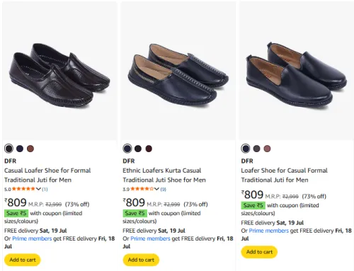 Image of DFR Men's Loafers at Minimum 70% Discount